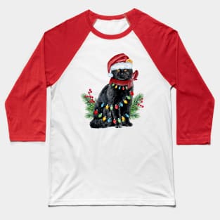 Christmas Lights Cat Baseball T-Shirt